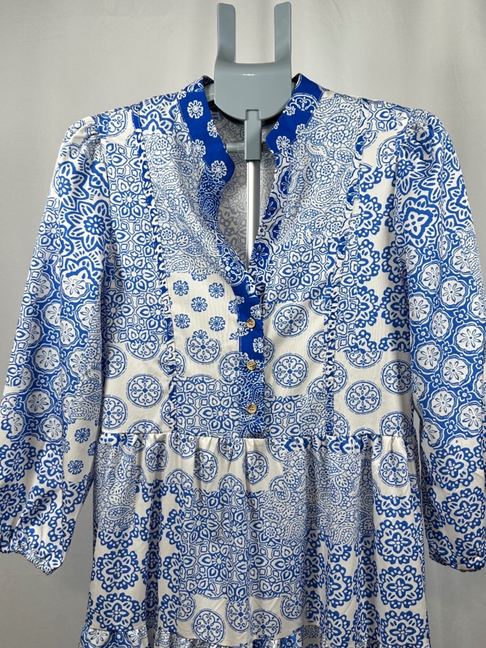 Sunday Up, Blue and White Maxi Dress, Size Small